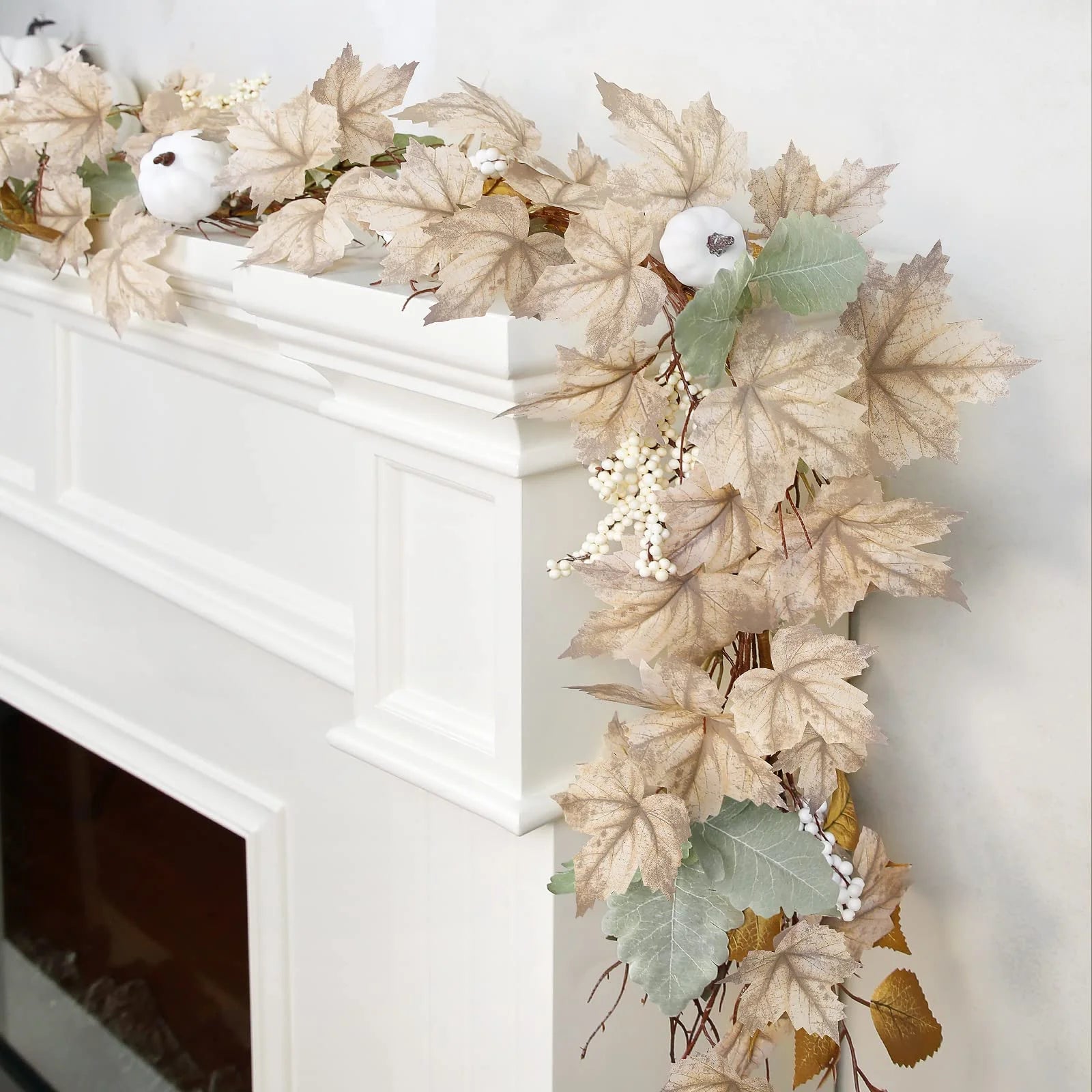 6 Ft Autumn Maple Leaf Pumpkin Berry Garland W3064