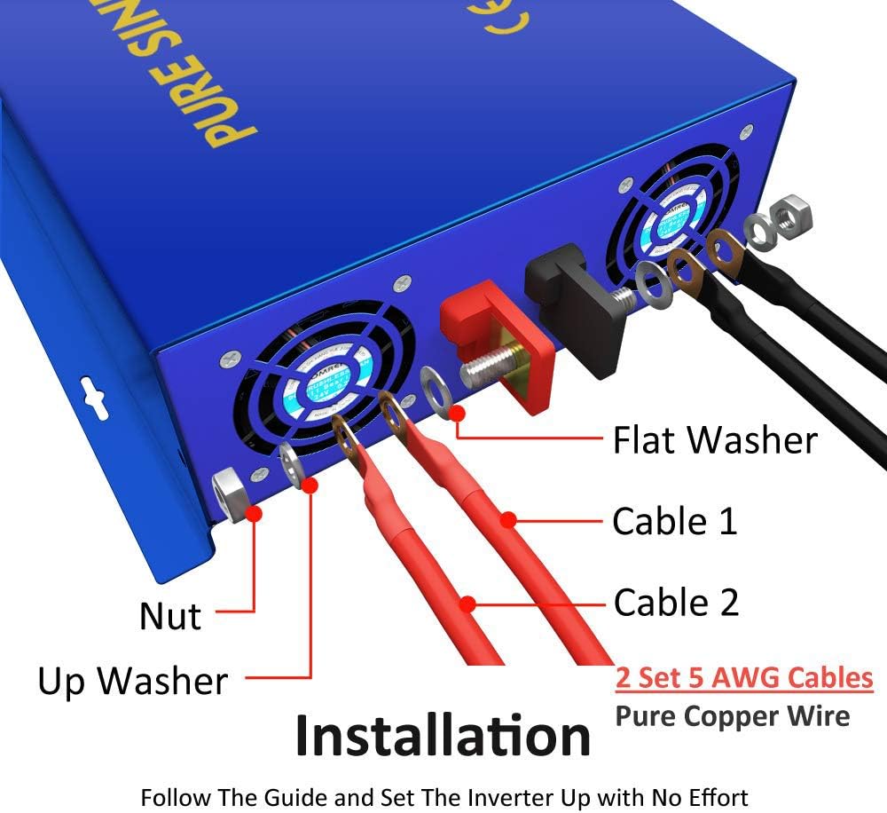 3000W Pure Sine Wave Power Inverter 12V DC to 120V AC T5578