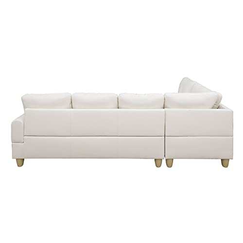 Red Linen L Shaped Sectional Couch with Chaise Ottoman A285295