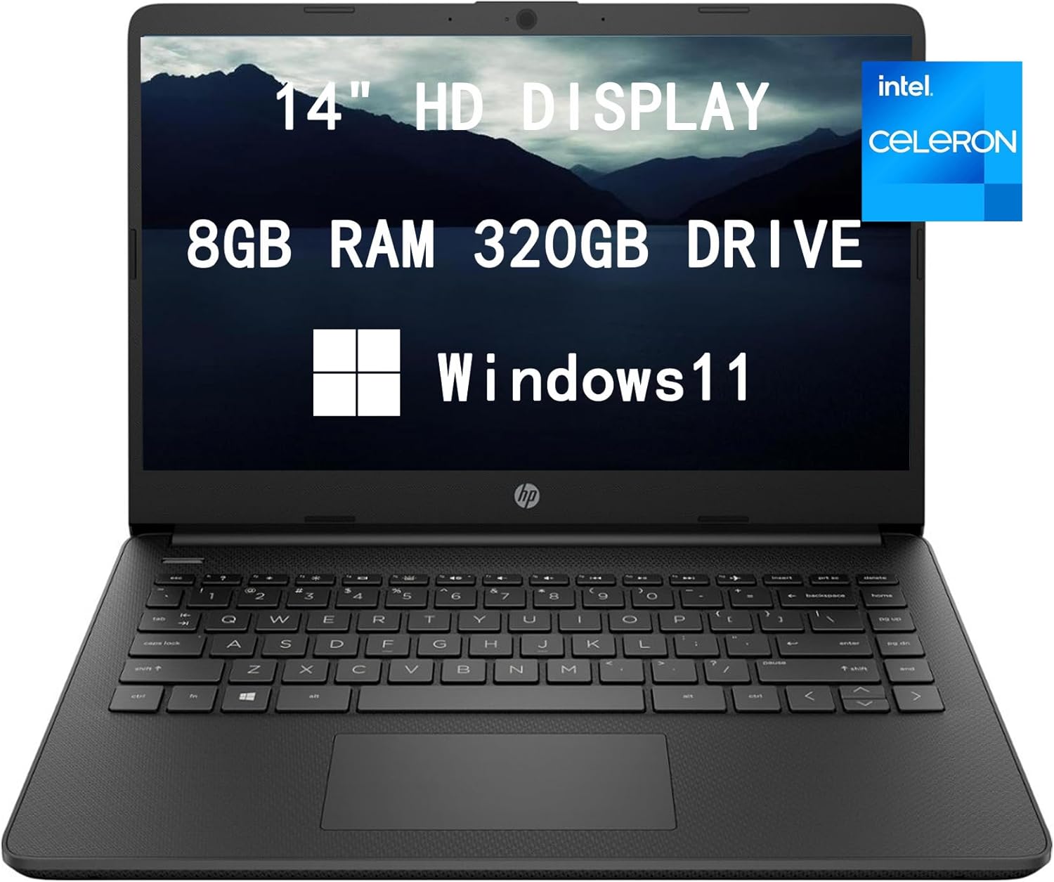 14'' HD Intel Celeron N4120 8GB RAM 320GB Windows 11 Black Laptop D4410