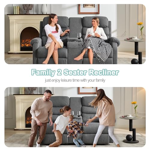 Brown 2 Seater Manual Recliner Loveseat Sofa Q24215