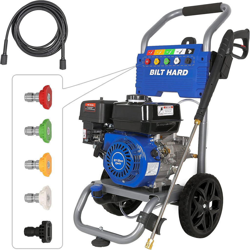 Gas 3300 PSI Pressure Washer with 25ft Hose & 5 Nozzles, 2.6 GPM Power Washer, 212cc 6.5HP Engine L696422