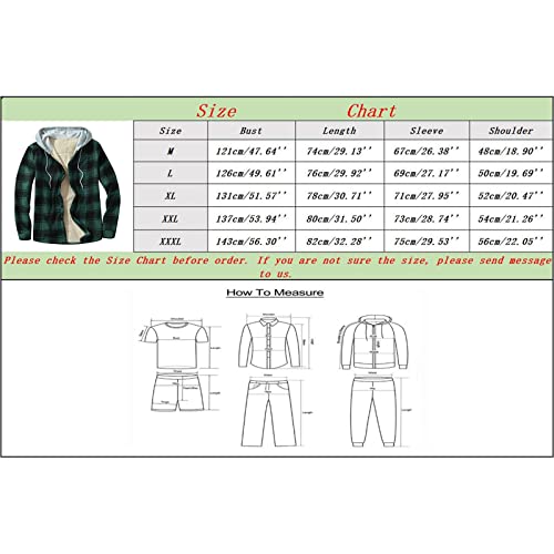 Mens Fleece Lined Flannel Plaid Shirts Jacket Button Down Sherpa Jackets with Hood Long Sleeve Winter Hooded Coats R3666
