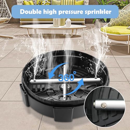 18" Pressure Washer Surface Cleaner with 4 Wheels 1/4" Quick Connector 2 Extension Wands W67649