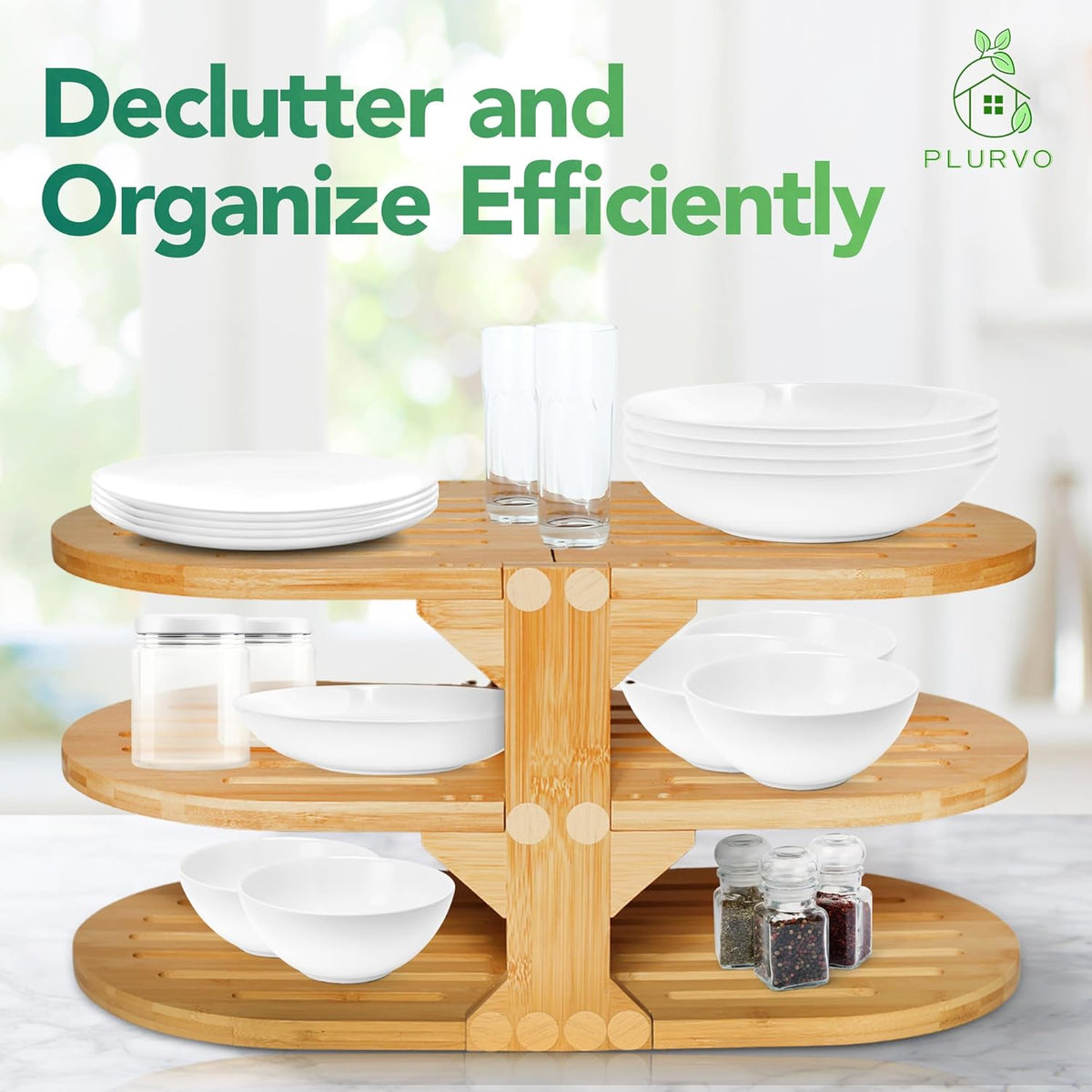 6-Tier Bamboo Plate Organizer L505