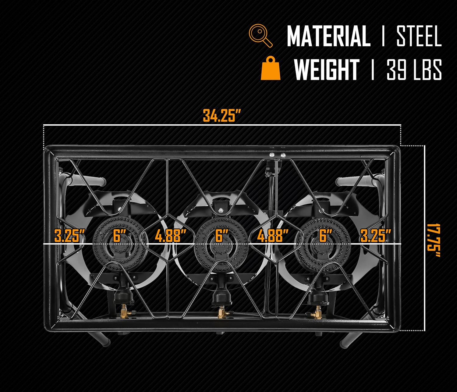Triple Burner Outdoor Propane Stove Cooker with Regulator G993335