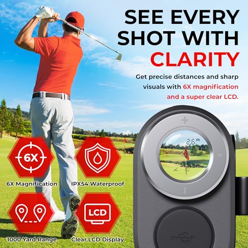 1000 Yards Rangefinder with Slope Mode, 6X Magnification, Magnetic Clip X62527