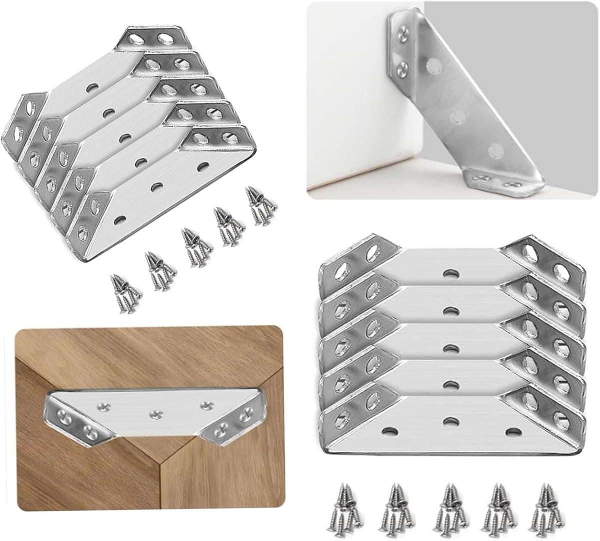 10 Pack Stainless Steel Corner Connector with Screws L7616