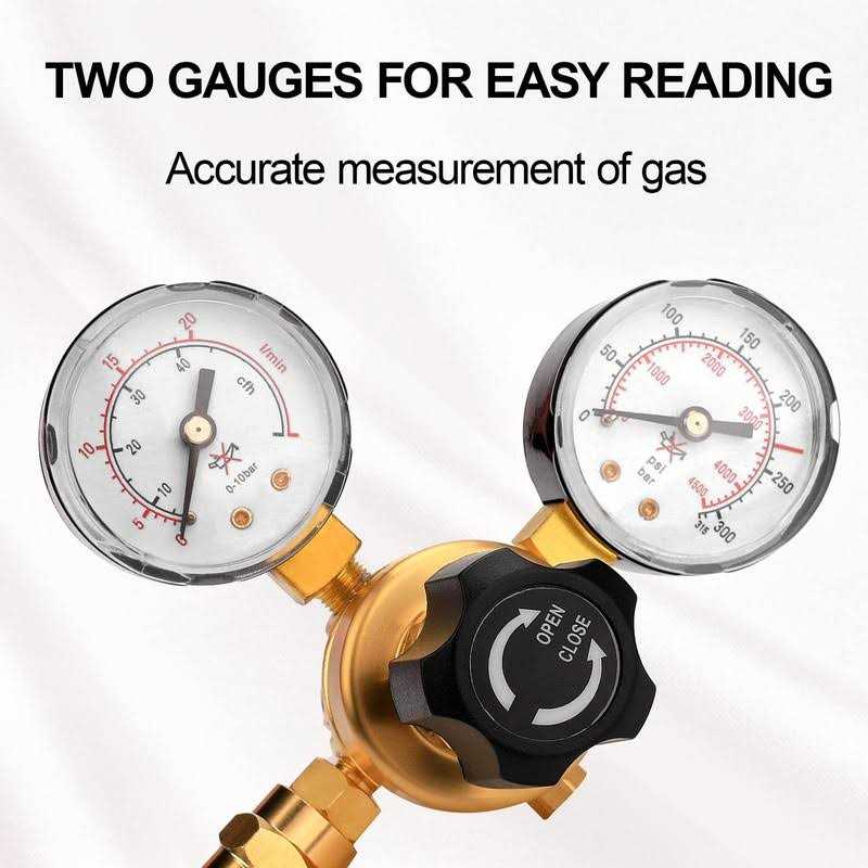 Argon CO2 Regulator Gauge Welding Gas Regulator with 6.6Ft Gas Hose B529