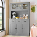 Grey Kitchen Hutch Storage Cabinet with Countertop and Drawers D251664
