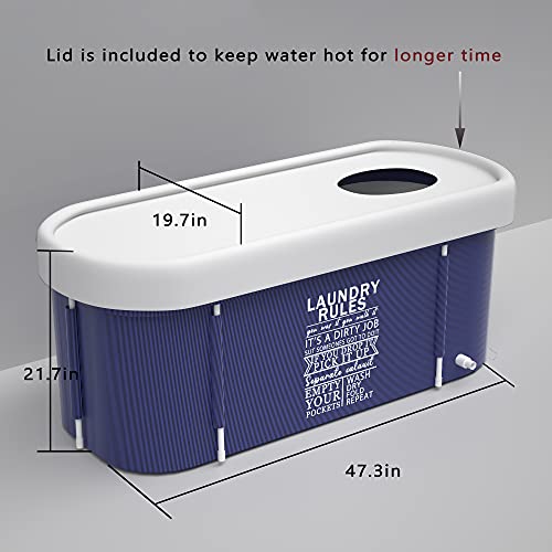 Blue Portable Foldable Bathtub 47.3X21.7X19.7inch Q20292
