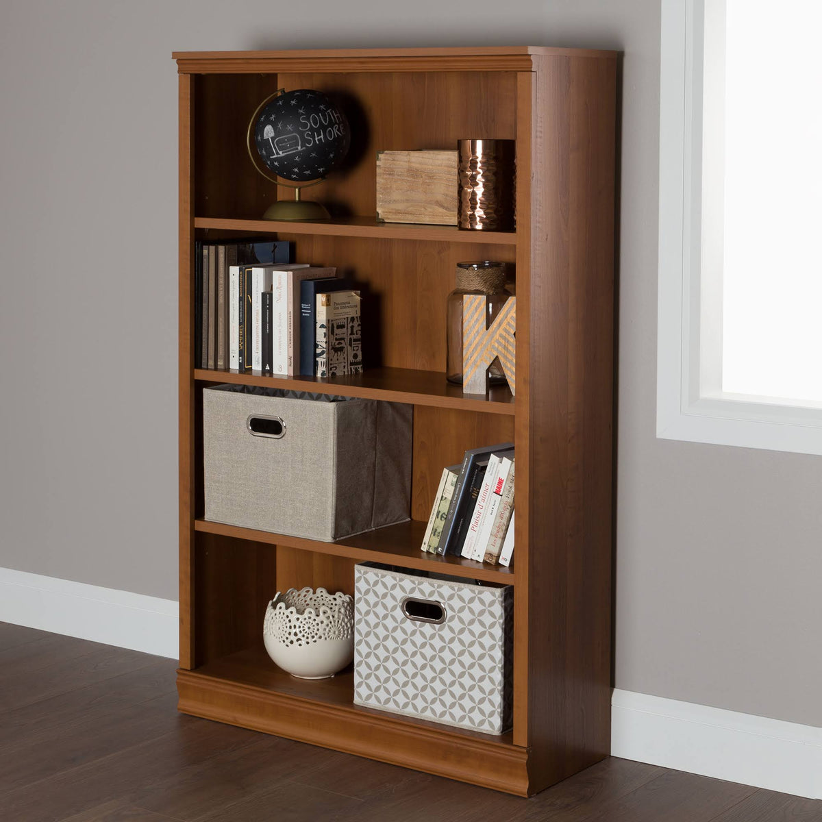 Gray Maple 4-Shelf Bookcase I764102