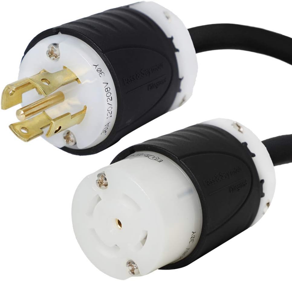 6 Foot 30A 120/208V 3-Phase 8/5 SOOW Extension Cord V228