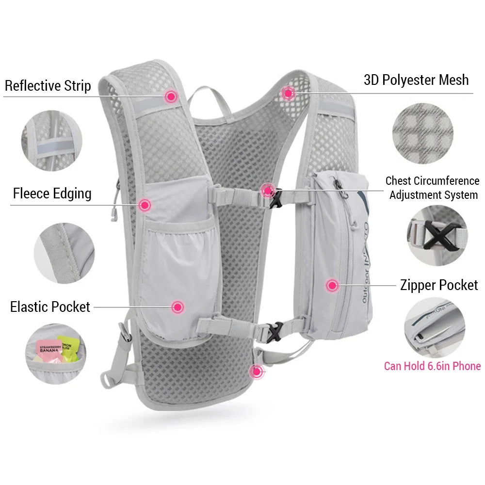 Running Hydration Vest Backpack with Water Bladder Y548587