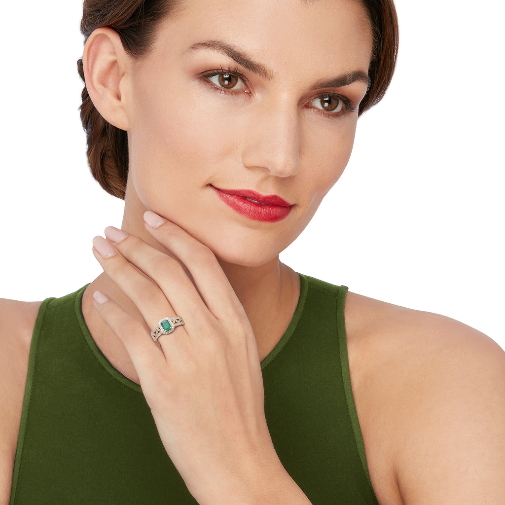 0.40 Carat Emerald and .22 ct. t.w. Diamond Halo Ring in 14kt Yellow Gold H562688