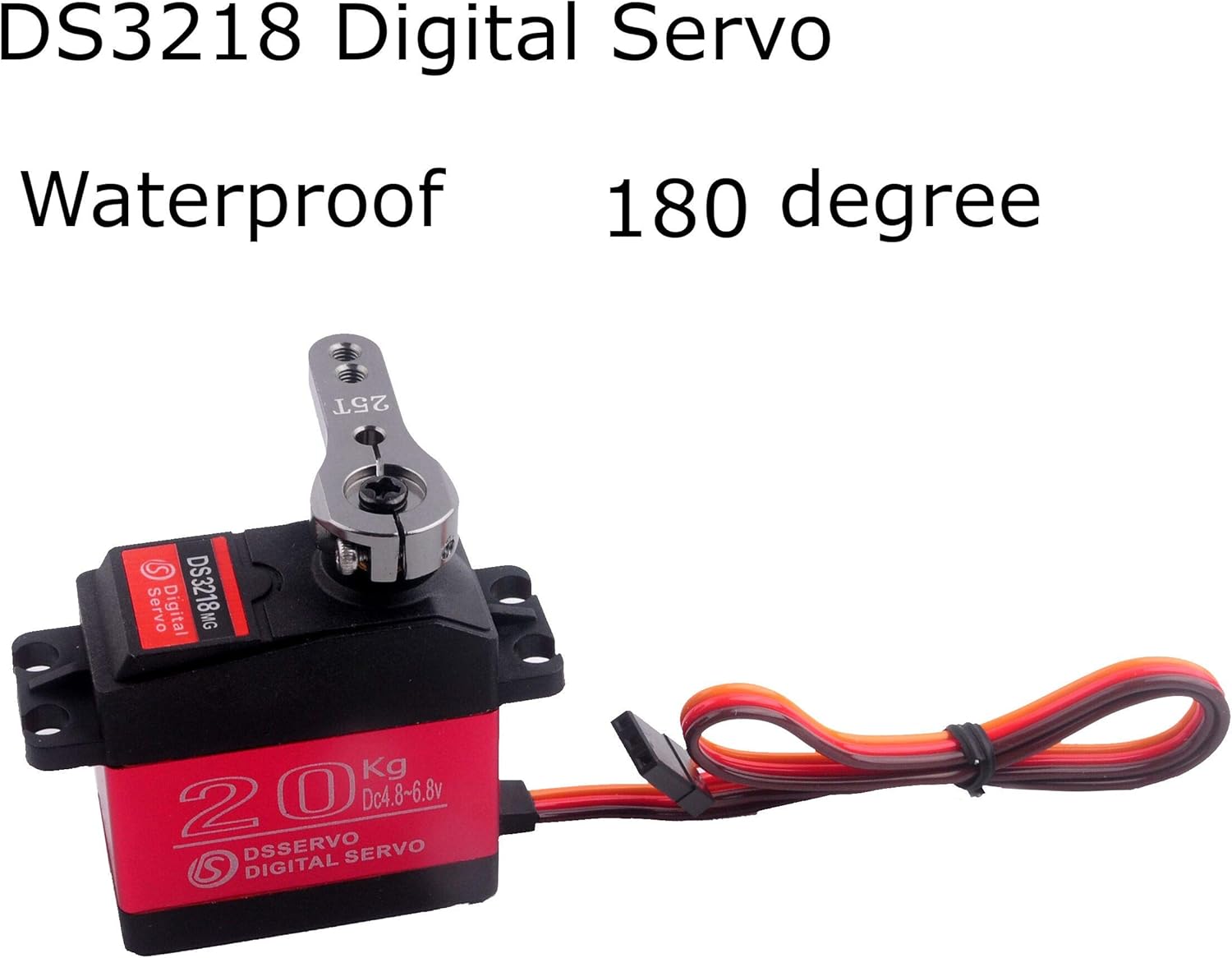4 Sets DS3218 20KG Full Metal Gear 25T Servo Arm Digital Servo Waterproof for RC Cars, Control Angle 180 Pack of 2 K5044
