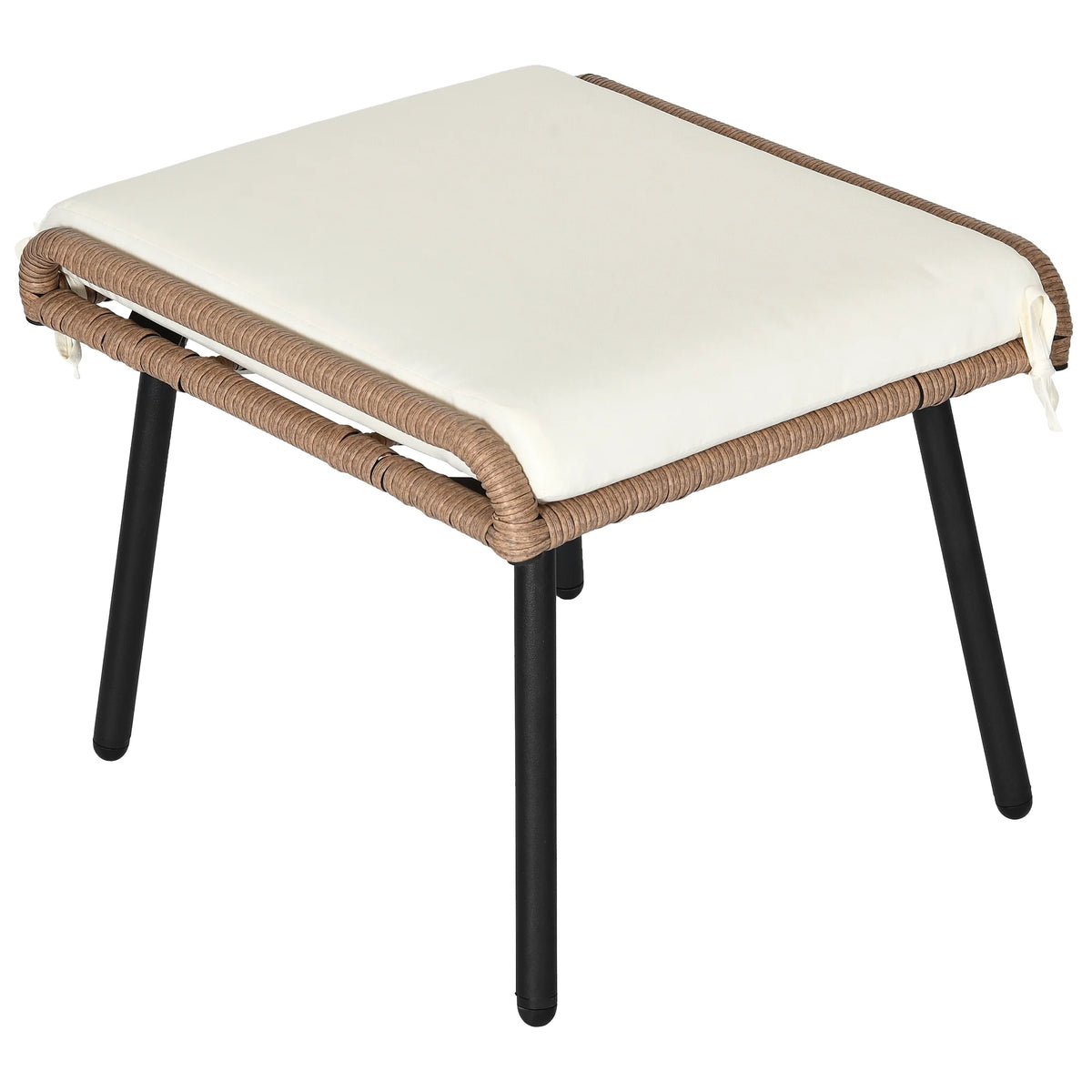 Beige Set of 2 Patio Ottoman with Cushion D221