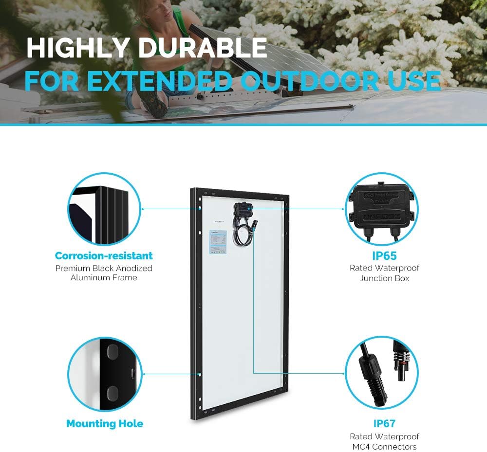 100 Watt 12 Volt Monocrystalline Solar Panel V162