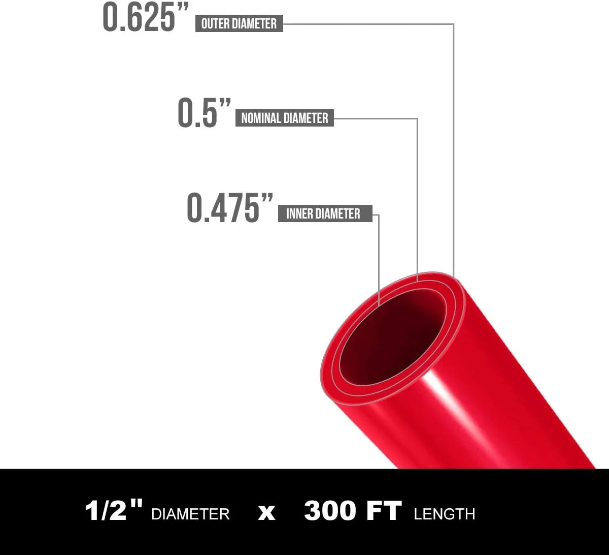 1/2 Inch X 300 Ft Red Non-Barrier Pex Tube Coil L210