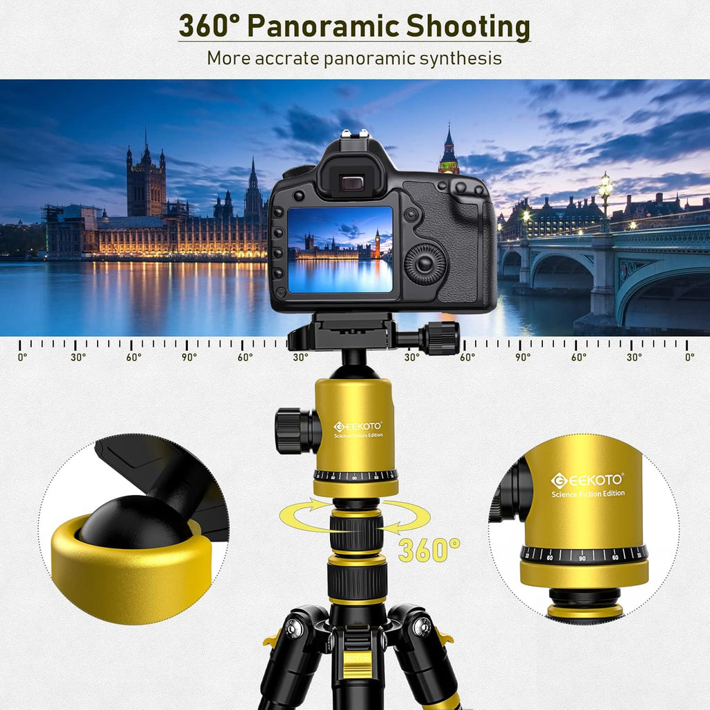 Yellow Compact Aluminum Tripod with 360 Degree Ball Head U389