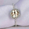 Oval Cut Pink Lab Created Diamond 14K White Gold Halo Ring R4973