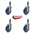 Blue Polyurethane Swivel Casters with Expanding Stem, Set of 4 D324578