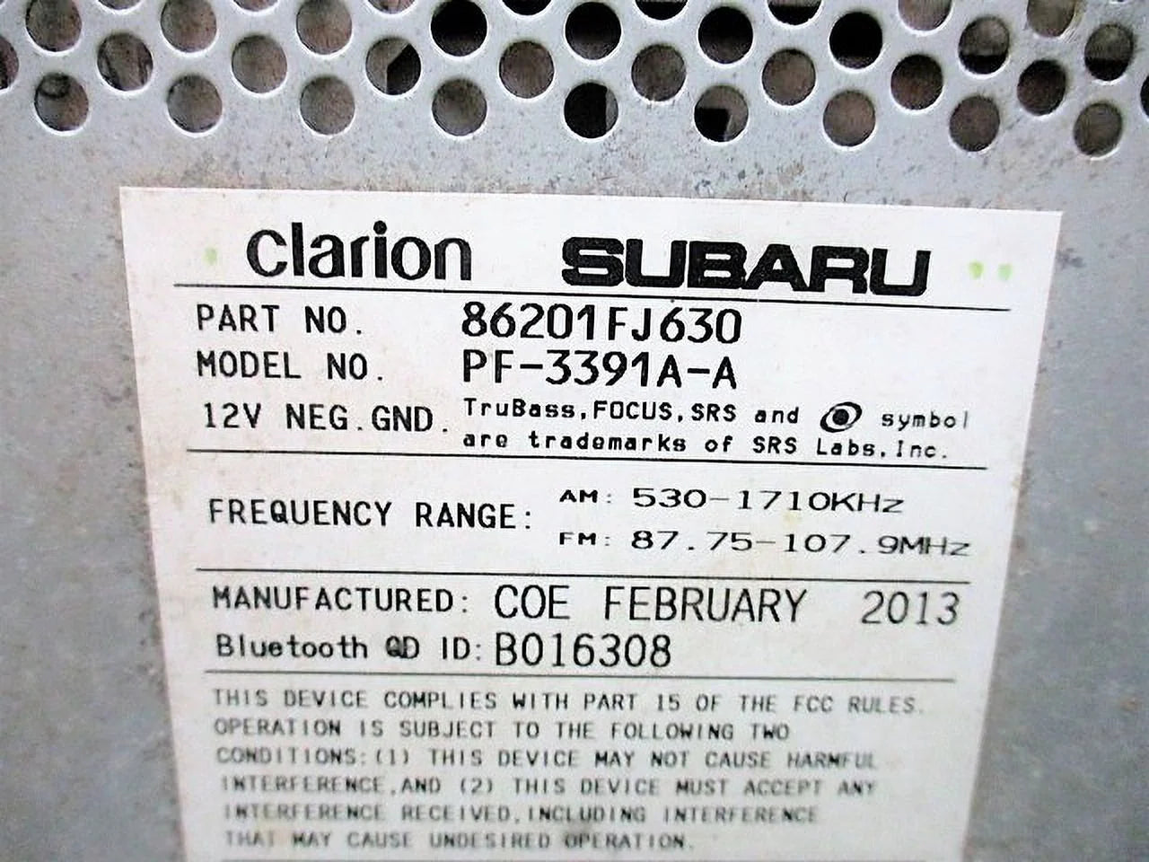 12 13 14 Subaru Impreza MP3 CD Radio Receiver G610077