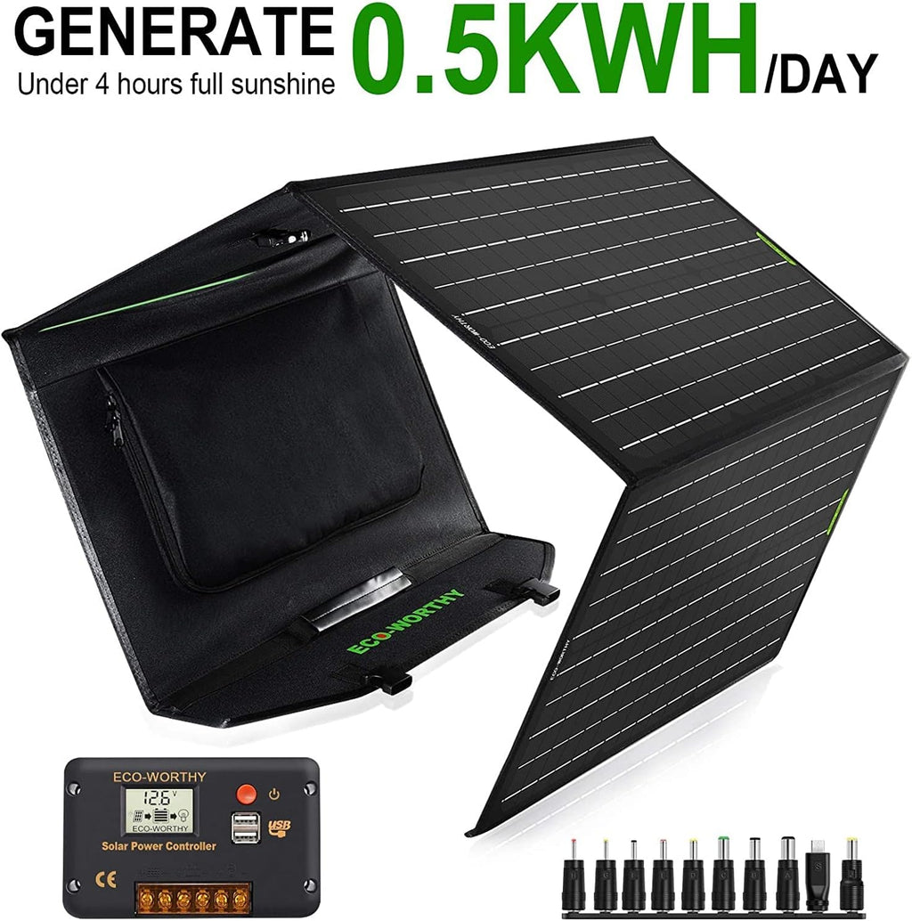 100W Foldable Solar Panel with Adjustable Kickstand U133355