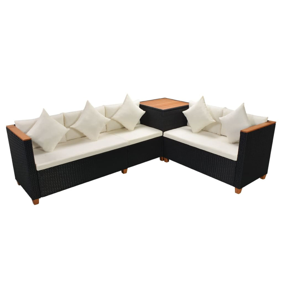 7 Piece White Cushioned Poly Rattan Outdoor Furniture Set S9639