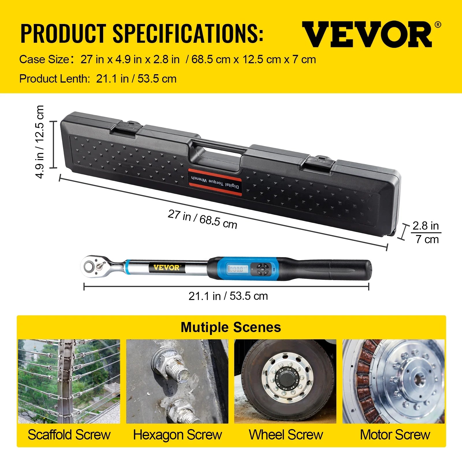 1/2" Drive Digital Torque Wrench with LED Display and Case I82404