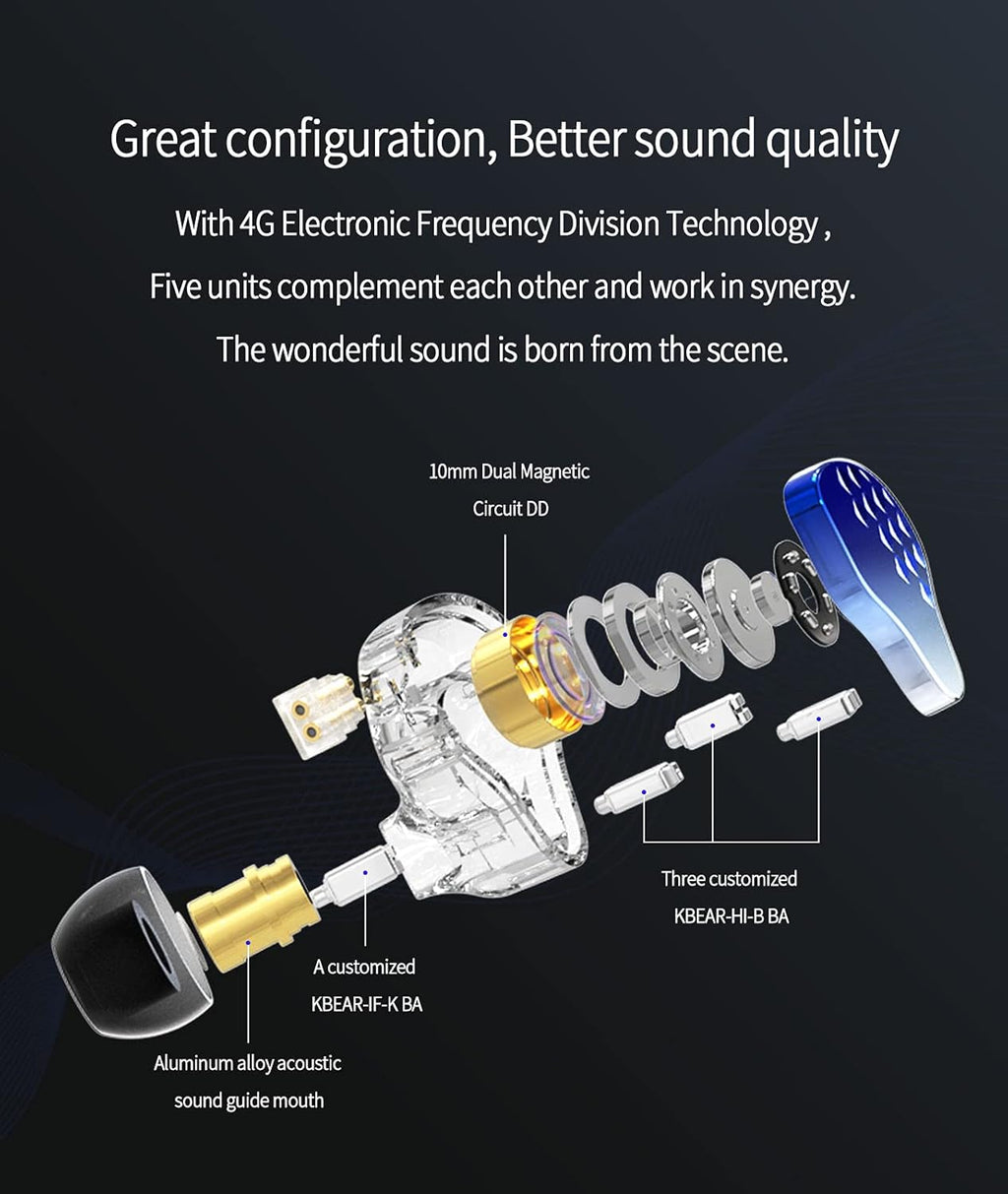 In Ear Monitor Earbuds Headphone with Detachable Cable (Black No Mic) Pack of 2 R966