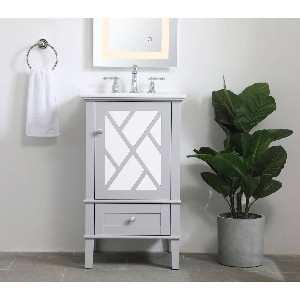 Grey Vanity Cabinet Set with Marble Top A5024
